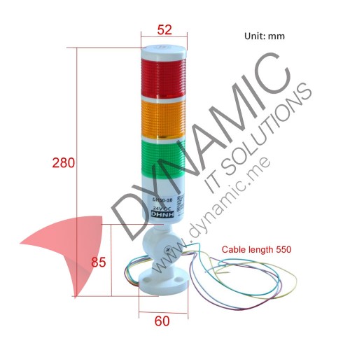 LED Indicator 3-Layer Rotatable Industrial Tower Signal 24V