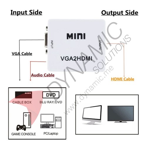 VGA to HDMI-Compatible Audio Video Converter