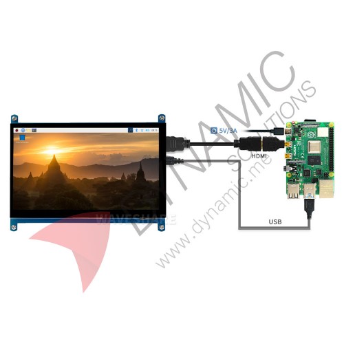 Raspberry Pi 4/5 Capacitive Touch Screen LCD, 1024×600, HDMI, IPS, 7 Inch