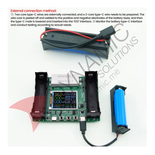 Battery 18650 Capacity Tester MAh MWh Type-C LCD Display