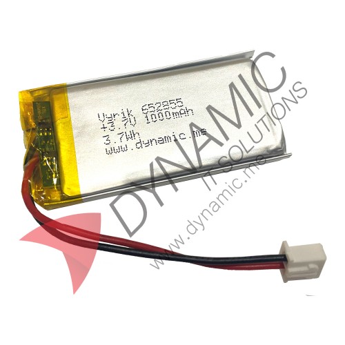 Lithium Polymer Rechargeable Battery 3.7V 652855 1000 mAh (with PCM)
